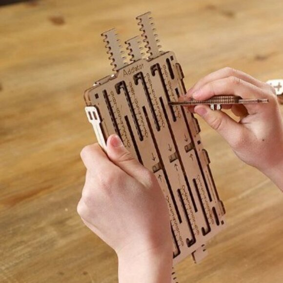 UGEARS STEM Lab 3D Addition Subtraction Math Fidget Toy Calculator Wooden Ukrain - Picture 8 of 11